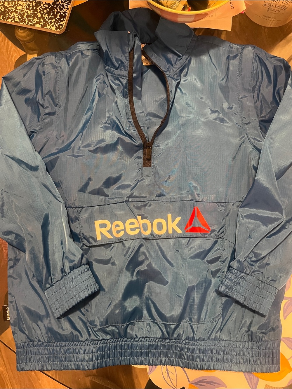 Reebok Blue Pullover Windbreaker with Red Logo